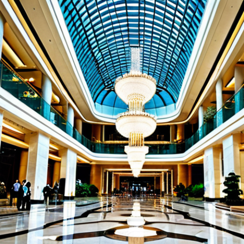 Home 18 **
"The opulent interior of Marina Bay Sands, Singapore. Grand chandeliers illuminate the reception area, showcasing modern architecture. Professional photography, perfect anatomy, correct proportions, fully clothed guests in appropriate attire, safe for work, appropriate content, family-friendly, high quality."
**