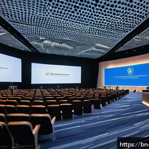 싱가포르에서 국제회의 개최 - A modern international convention center in Singapore, featuring sleek architectural design with spa...