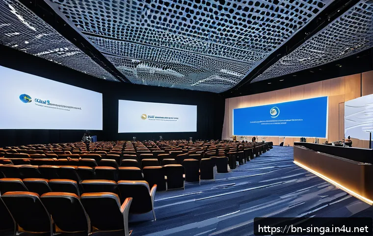 싱가포르에서 국제회의 개최 - A modern international convention center in Singapore, featuring sleek architectural design with spa...
