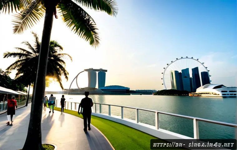 Home 17 싱가포르 플라이어 대관람차 - Photorealistic wide-angle view of the Singapore Flyer at golden hour, towering white observation whe...